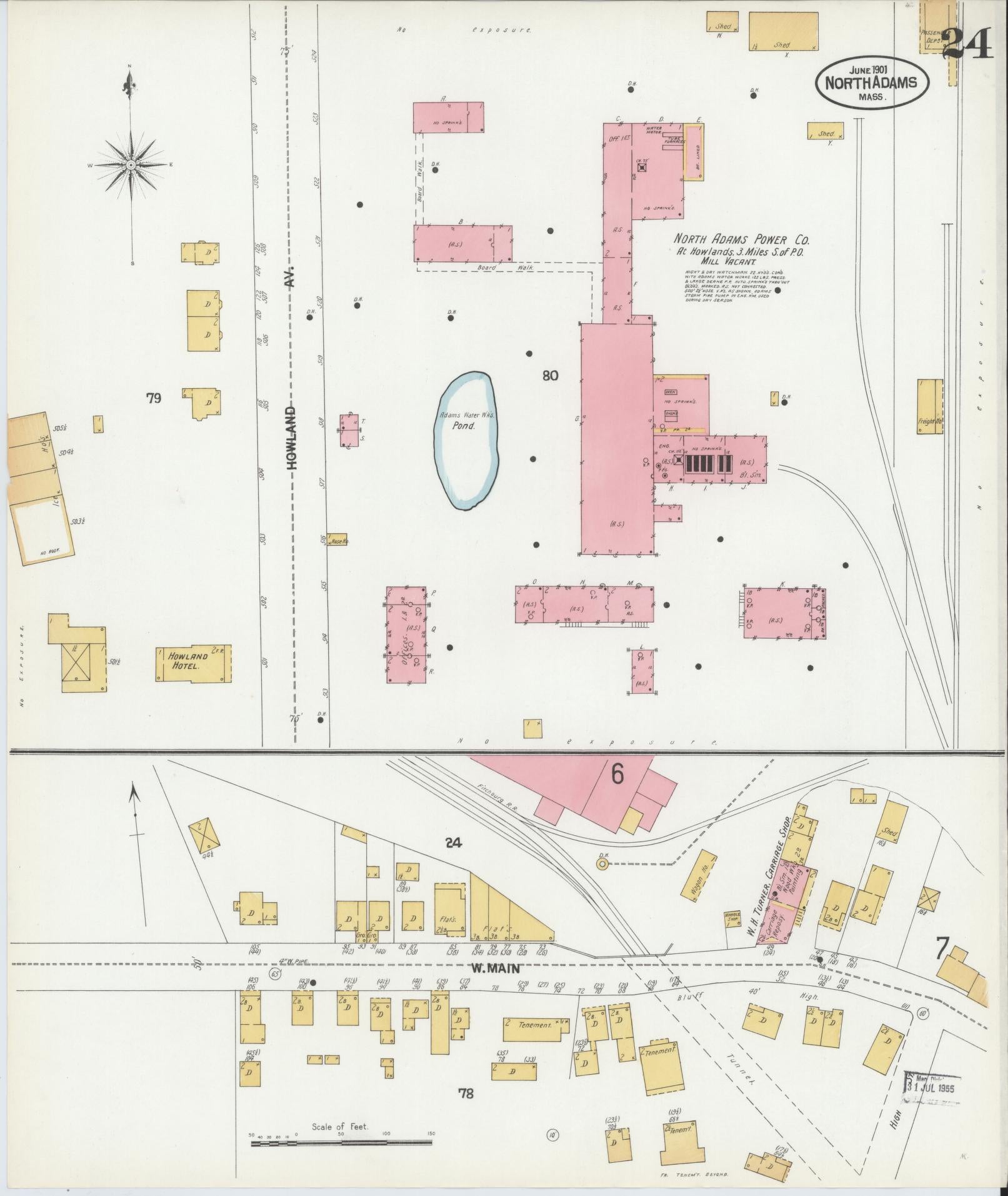 Sanborn Fire Insurance Map from North Adams, Berkshire County, Massachusetts (1901), Sheet #0024 - Historic Sanborn Fire Insurance Map Print, vintage old map wall art, antique decor, genealogy gift, Massachusetts Massachusetts map