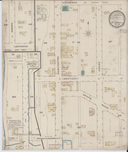 Sanborn Fire Insurance Map from Saint Croix Falls, Polk County, Wisconsin (1885), Sheet #0001 - Historic Sanborn Fire Insurance Map Print, vintage old map wall art, antique decor, genealogy gift, Wisconsin Wisconsin map