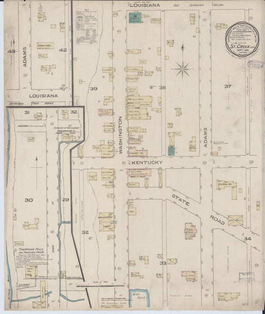 Sanborn Fire Insurance Map from Saint Croix Falls, Polk County, Wisconsin (1885), Sheet #0001 - Historic Sanborn Fire Insurance Map Print, vintage old map wall art, antique decor, genealogy gift, Wisconsin Wisconsin map