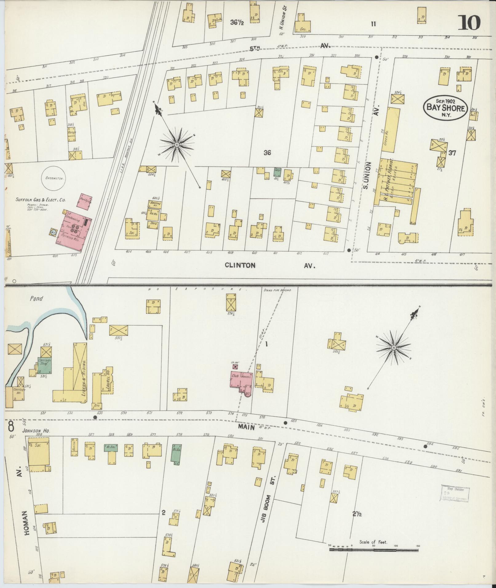 Sanborn Fire Insurance Map from Bay Shore, Suffolk County, New York (1902), Sheet #0010 - Complete Map Set gallery image, historic Sanborn map, vintage wall art, New York New York