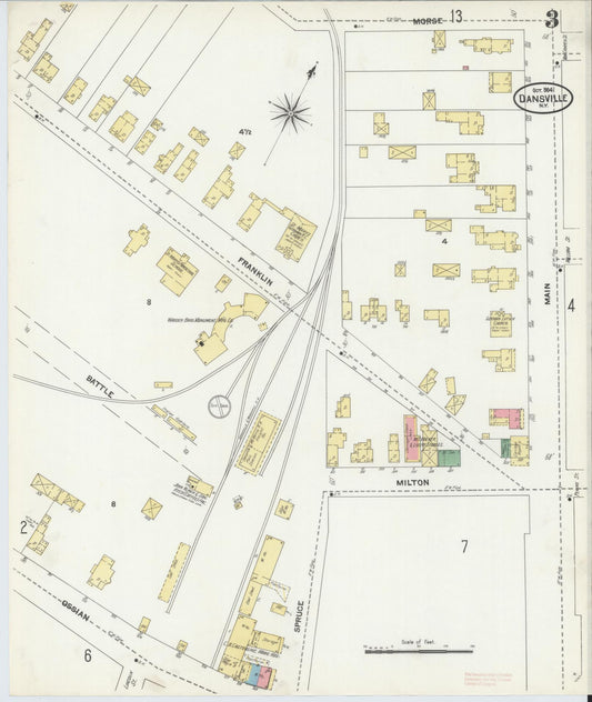 Sanborn Fire Insurance Map from Dansville, Livingston County, New York (1904), Sheet #0003 - Historic Sanborn Fire Insurance Map Print, vintage old map wall art, antique decor, genealogy gift, New York New York map