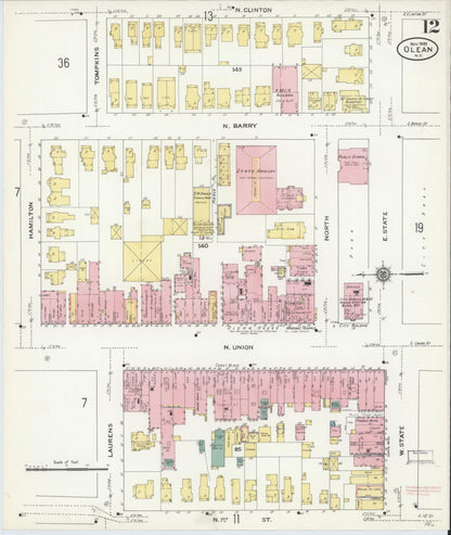 Sanborn Fire Insurance Map from Olean, Cattaraugus County, New York (1909), Sheet #0012 - Complete Map Set gallery image, historic Sanborn map, vintage wall art, New York New York