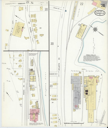 Sanborn Fire Insurance Map from Franklin, Venango County, Pennsylvania (1912), Sheet #0031 - Complete Map Set gallery image, historic Sanborn map, vintage wall art, Pennsylvania Pennsylvania