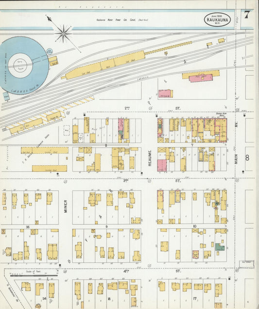Sanborn Fire Insurance Map from Kaukauna, Outagamie County, Wisconsin (1900), Sheet #0007 - Historic Sanborn Fire Insurance Map Print, vintage old map wall art, antique decor, genealogy gift, Wisconsin Wisconsin map