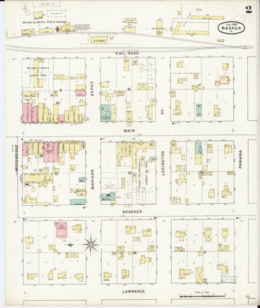 Sanborn Fire Insurance Map from Nashua, Chickasaw County, Iowa (1894), Sheet #0002 - Historic Sanborn Fire Insurance Map Print, vintage old map wall art