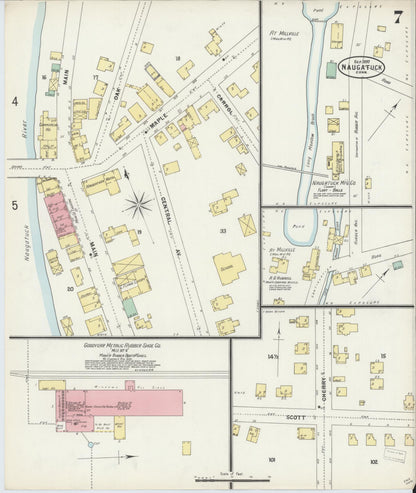 Sanborn Fire Insurance Map from Naugatuck, New Haven County, Connecticut (1897), Sheet #0007 - Complete Map Set gallery image, historic Sanborn map, vintage wall art, Connecticut Connecticut