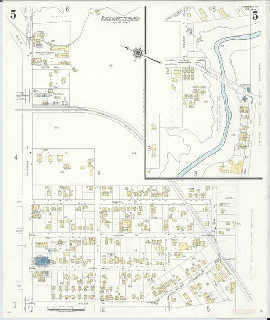 Sanborn Fire Insurance Map from Wahiawa, Honolulu County, Hawaii (1942), Sheet #0005 - Historic Sanborn Fire Insurance Map Print, vintage old map wall art, antique decor, genealogy gift, Hawaii Hawaii map
