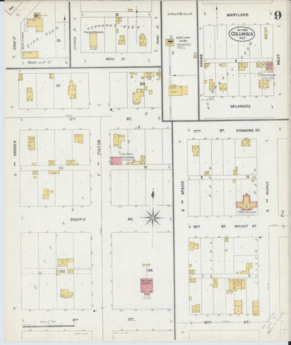 Sanborn Fire Insurance Map from Columbus, Platte County, Nebraska (1902), Sheet #0009 - Complete Map Set gallery image, historic Sanborn map, vintage wall art, Nebraska Nebraska