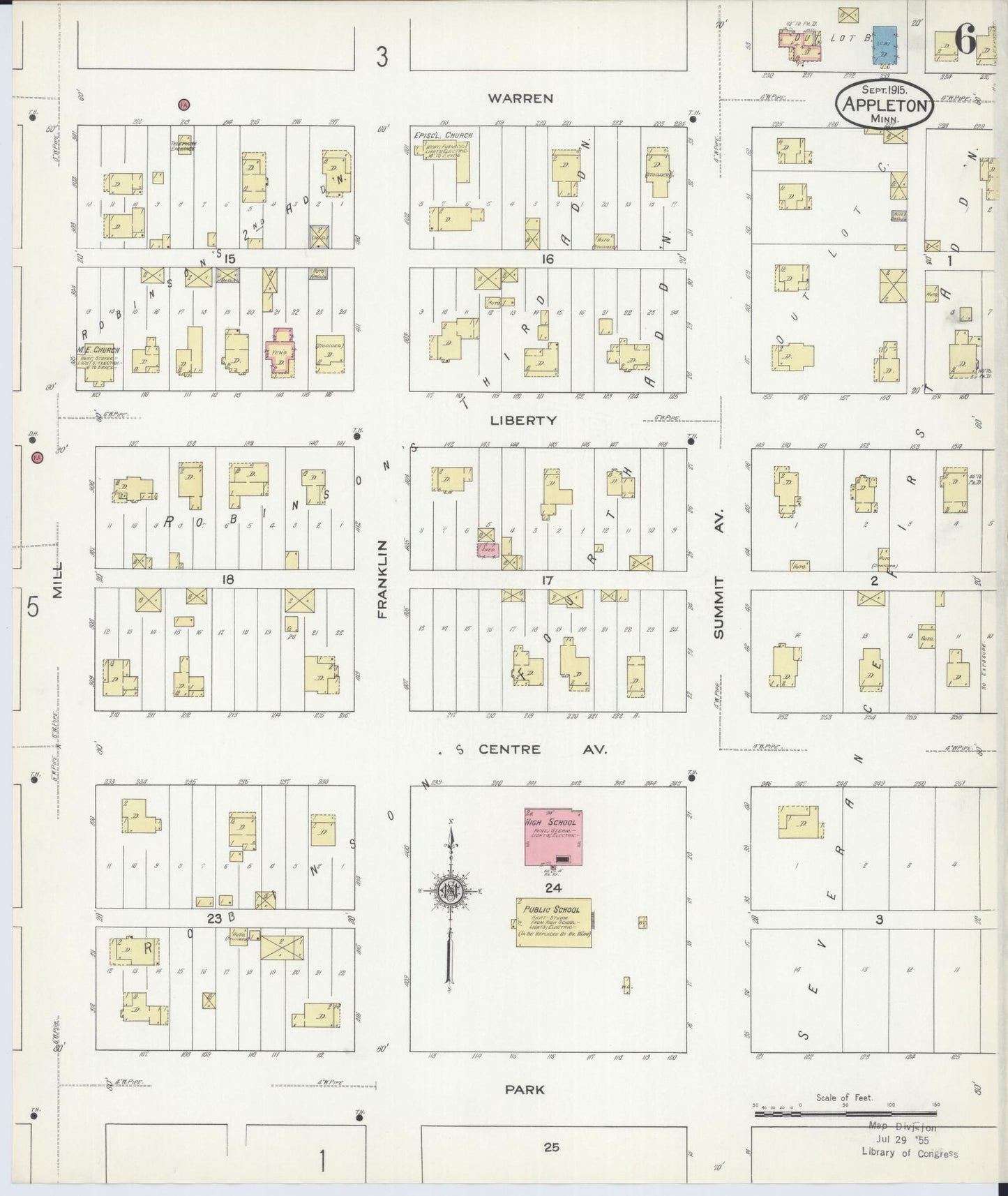 Sanborn Fire Insurance Map from Appleton, Swift County, Minnesota (1915), Sheet #0006 - Historic Sanborn Fire Insurance Map Print, vintage old map wall art, antique decor, genealogy gift, Minnesota Minnesota map