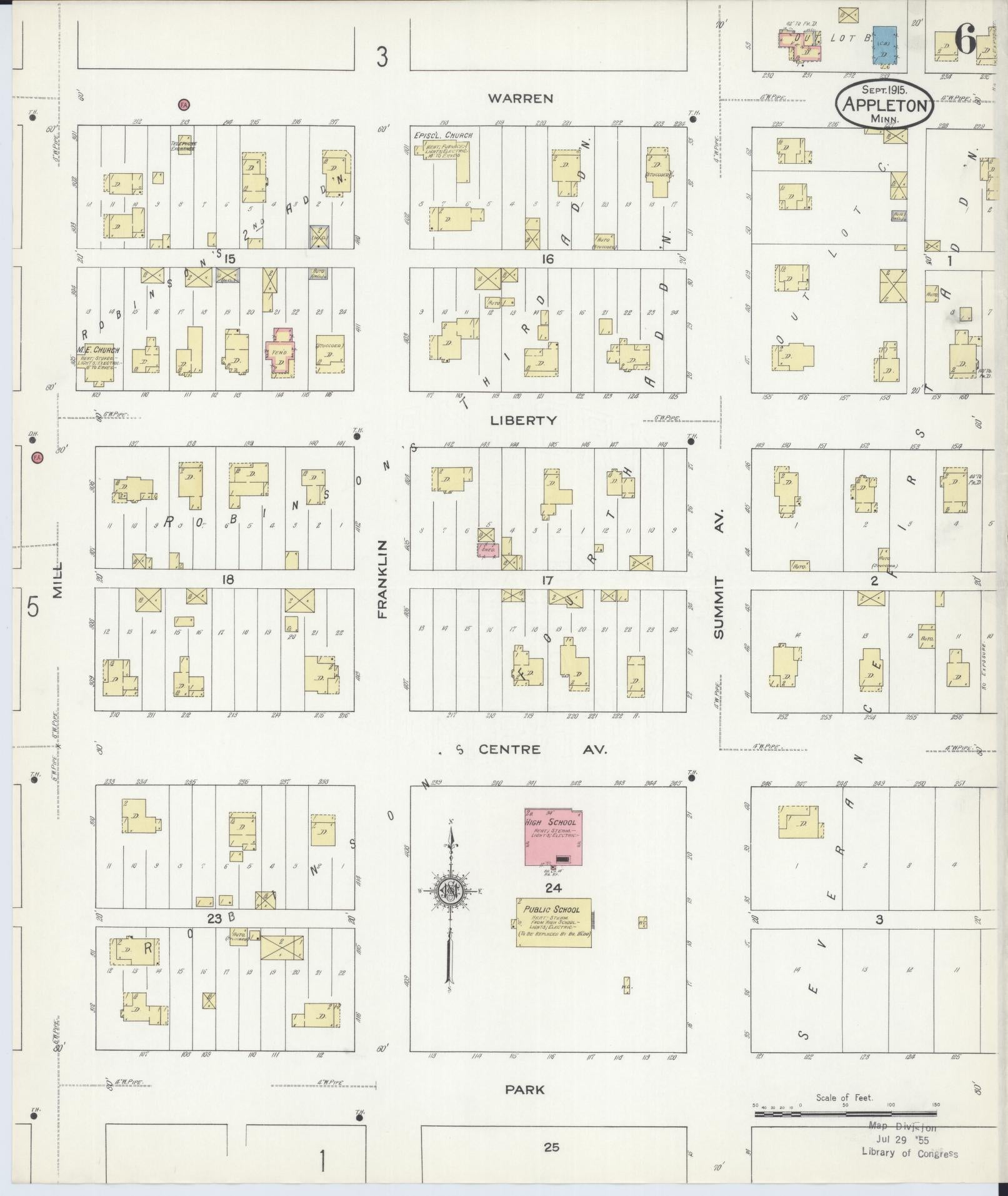 Sanborn Fire Insurance Map from Appleton, Swift County, Minnesota (1915), Sheet #0006 - Historic Sanborn Fire Insurance Map Print, vintage old map wall art, antique decor, genealogy gift, Minnesota Minnesota map