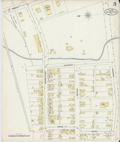 Sanborn Fire Insurance Map from Glen Lyon, Luzerne County, Pennsylvania (1897), Sheet #0003 - Historic Sanborn Fire Insurance Map Print, vintage old map wall art, antique decor, genealogy gift, Pennsylvania Pennsylvania map