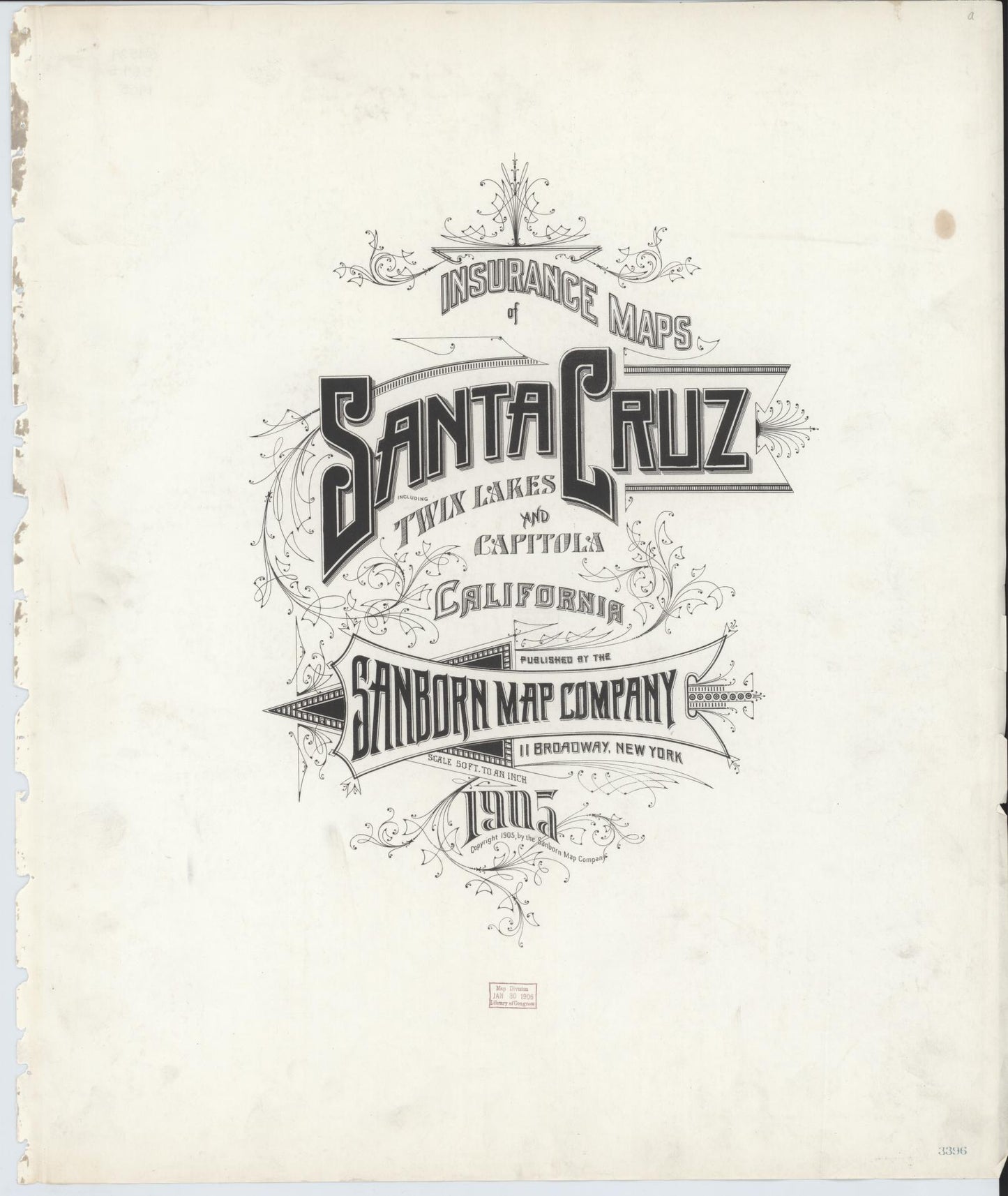 Sanborn Fire Insurance Map from Santa Cruz, Santa Cruz County, California. (1905) – Historic Sanborn Fire Insurance Map Print
