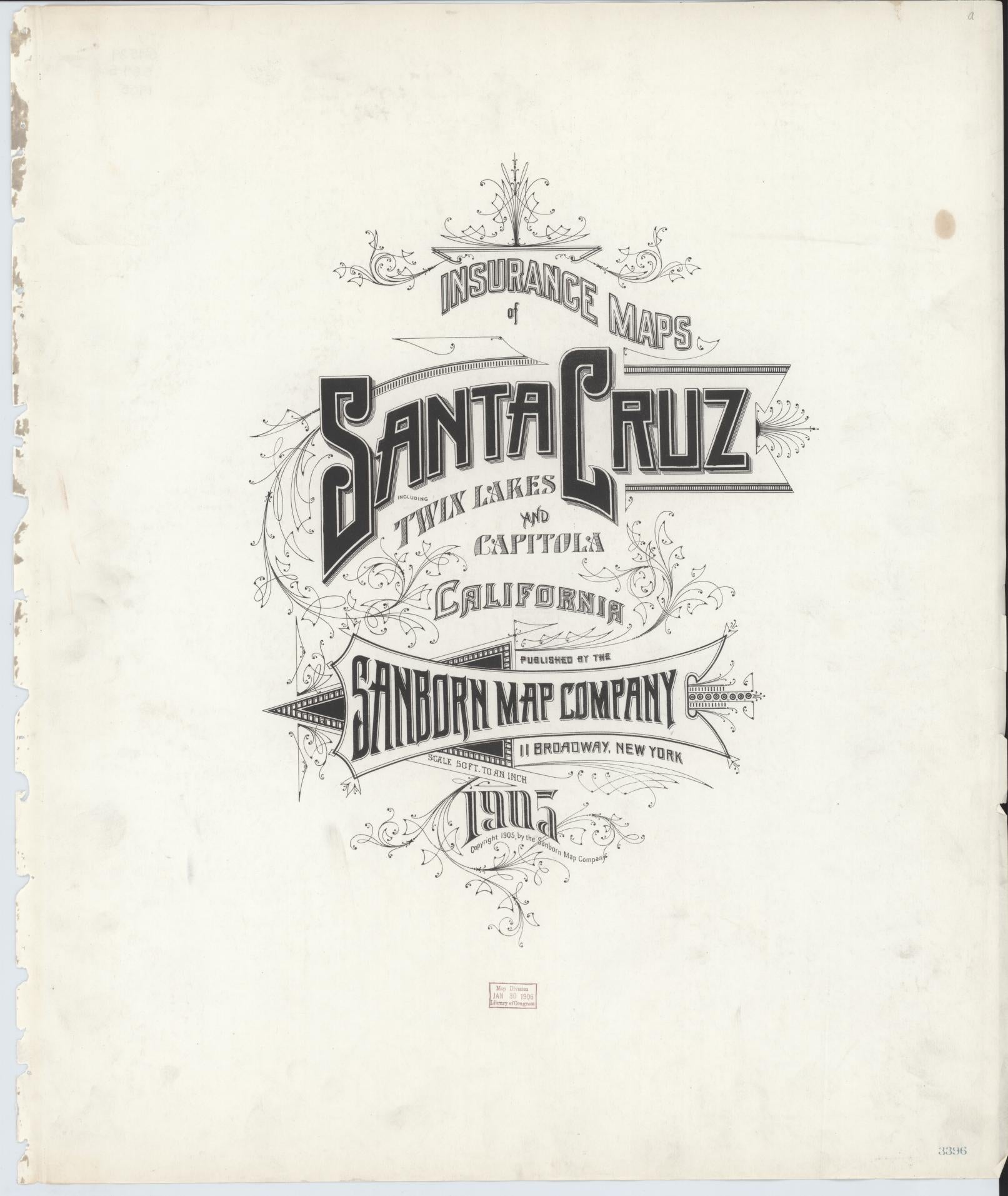Sanborn Fire Insurance Map from Santa Cruz, Santa Cruz County, California. (1905) – Historic Sanborn Fire Insurance Map Print