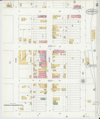 Sanborn Fire Insurance Map from Deepwater, Henry County, Missouri (1900), Sheet #0002 - Complete Map Set gallery image, historic Sanborn map, vintage wall art, Missouri Missouri