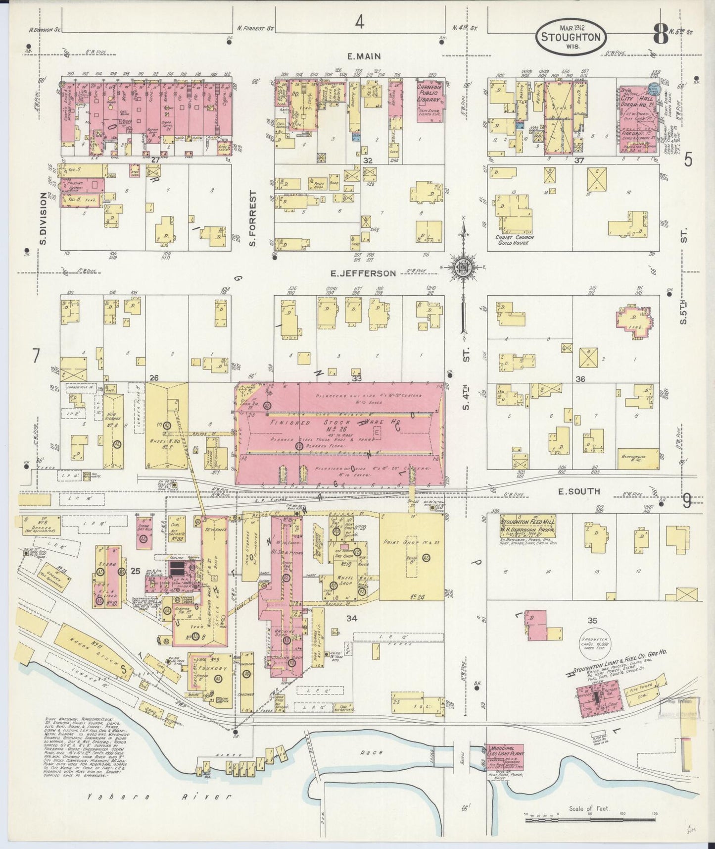 Sanborn Fire Insurance Map from Stoughton, Dane County, Wisconsin (1912), Sheet #0008 - Complete Map Set gallery image, historic Sanborn map, vintage wall art, Wisconsin Wisconsin