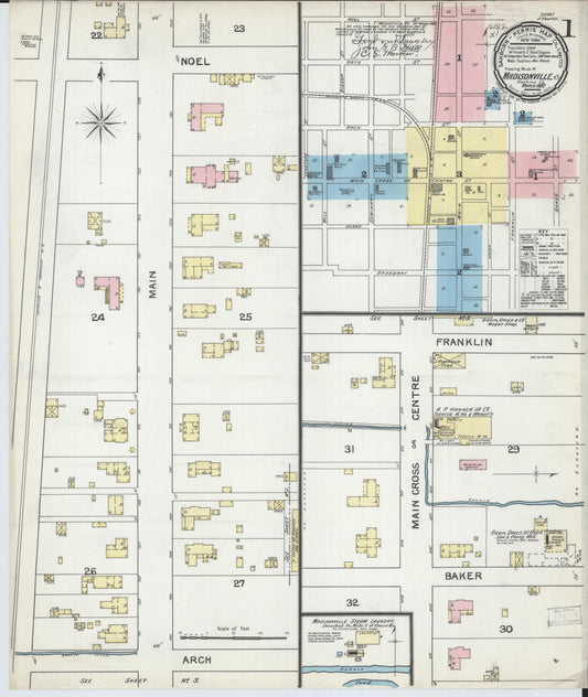 Sanborn Fire Insurance Map from Madisonville, Hopkins County, Kentucky (1892), Sheet #0001 - Complete Map Set gallery image, historic Sanborn map, vintage wall art, Kentucky Kentucky
