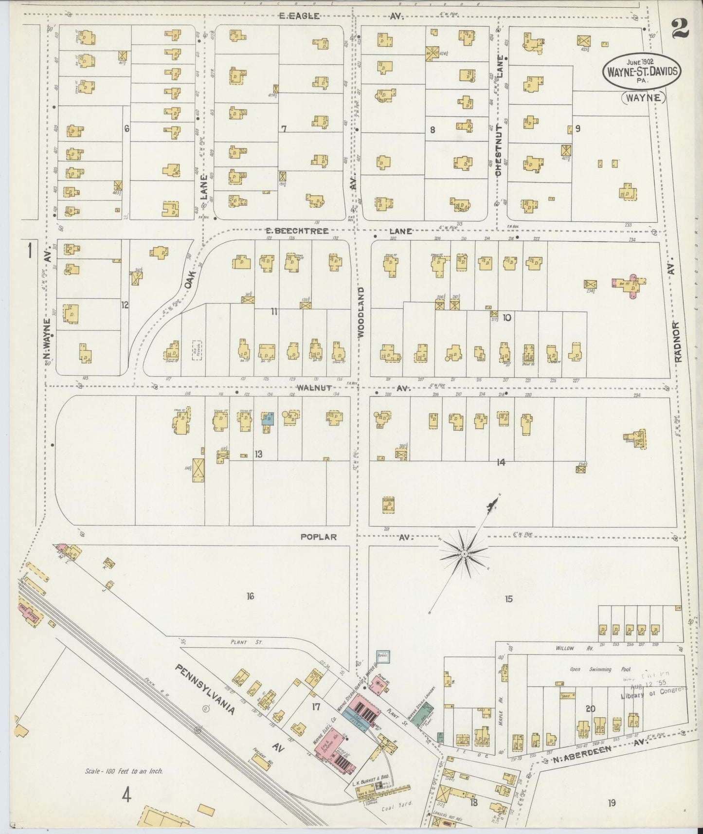 Sanborn Fire Insurance Map from Wayne, Delaware County, Pennsylvania (1902), Sheet #0002 - Complete Map Set gallery image, historic Sanborn map, vintage wall art, Wayne Delaware