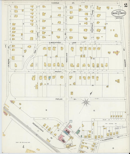 Sanborn Fire Insurance Map from Wayne, Delaware County, Pennsylvania (1902), Sheet #0002 - Complete Map Set gallery image, historic Sanborn map, vintage wall art, Wayne Delaware