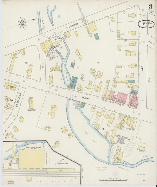 Sanborn Fire Insurance Map from Perry, Wyoming County, New York (1894), Sheet #0003 - Historic Sanborn Fire Insurance Map Print, vintage old map wall art, antique decor, genealogy gift, New York New York map