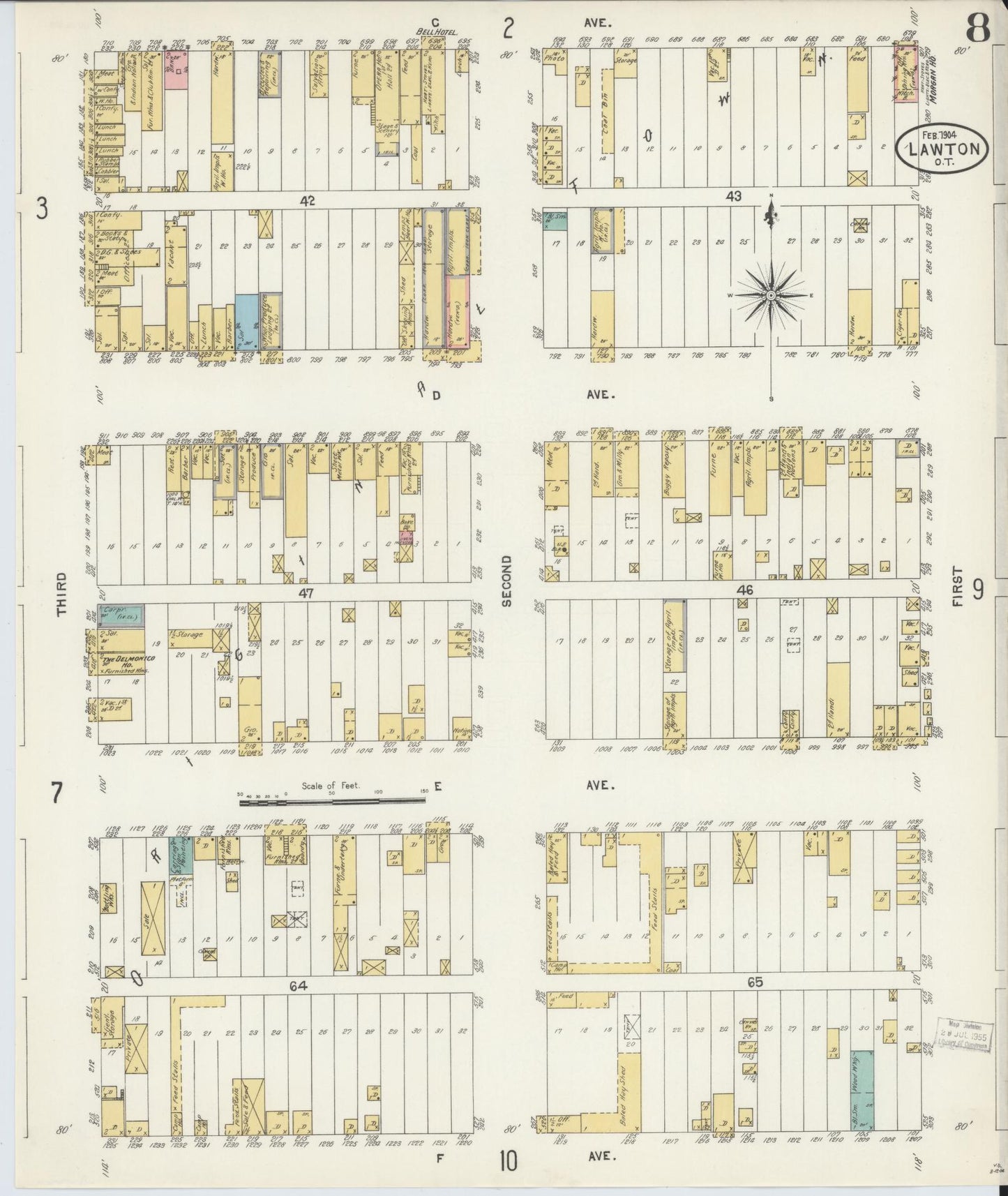 Sanborn Fire Insurance Map from Lawton, Comanche County, Oklahoma (1904), Sheet #0008 - Complete Map Set gallery image, historic Sanborn map, vintage wall art, Oklahoma Oklahoma
