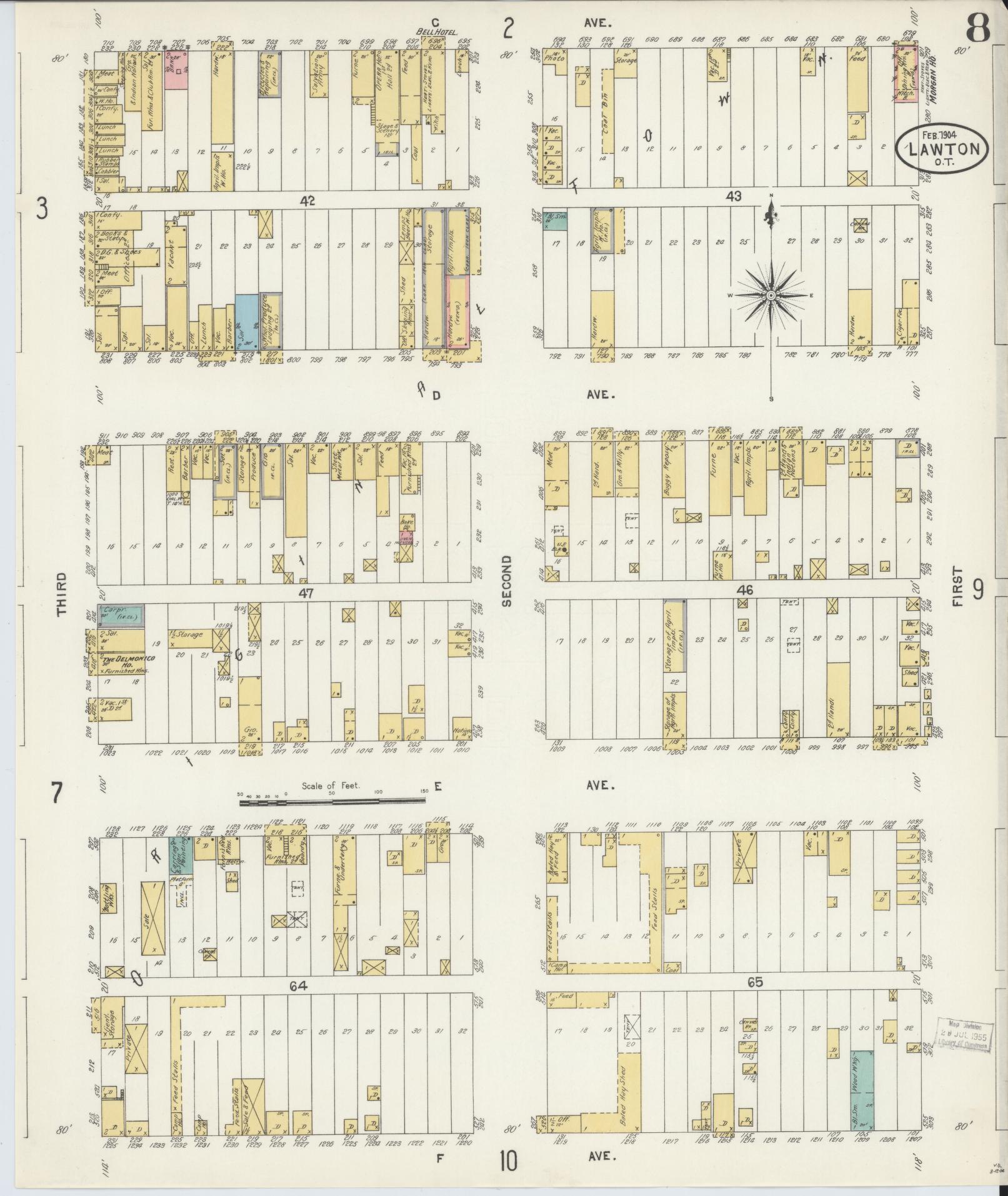 Sanborn Fire Insurance Map from Lawton, Comanche County, Oklahoma (1904), Sheet #0008 - Complete Map Set gallery image, historic Sanborn map, vintage wall art, Oklahoma Oklahoma
