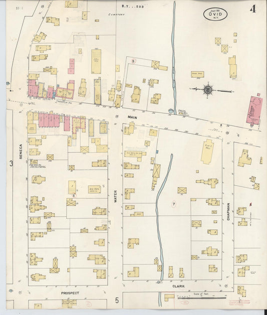 Sanborn Fire Insurance Map from Ovid, Seneca County, New York (1934), Sheet #0004 - Historic Sanborn Fire Insurance Map Print, vintage old map wall art, antique decor, genealogy gift, New York New York map