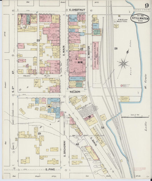 Sanborn Fire Insurance Map from Stillwater, Washington County, Minnesota (1888), Sheet #0009 - Historic Sanborn Fire Insurance Map Print, vintage old map wall art, antique decor, genealogy gift, Minnesota Minnesota map