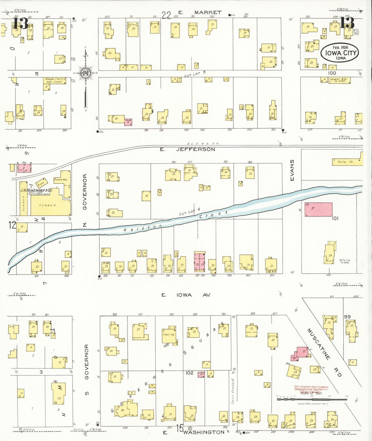 Sanborn Fire Insurance Map from Iowa City, Johnson County, Iowa (1926), Sheet #0013 - Historic Sanborn Fire Insurance Map Print