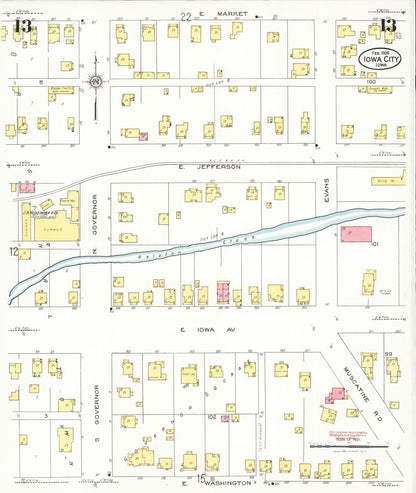 Sanborn Fire Insurance Map from Iowa City, Johnson County, Iowa (1926), Sheet #0013 - Historic Sanborn Fire Insurance Map Print