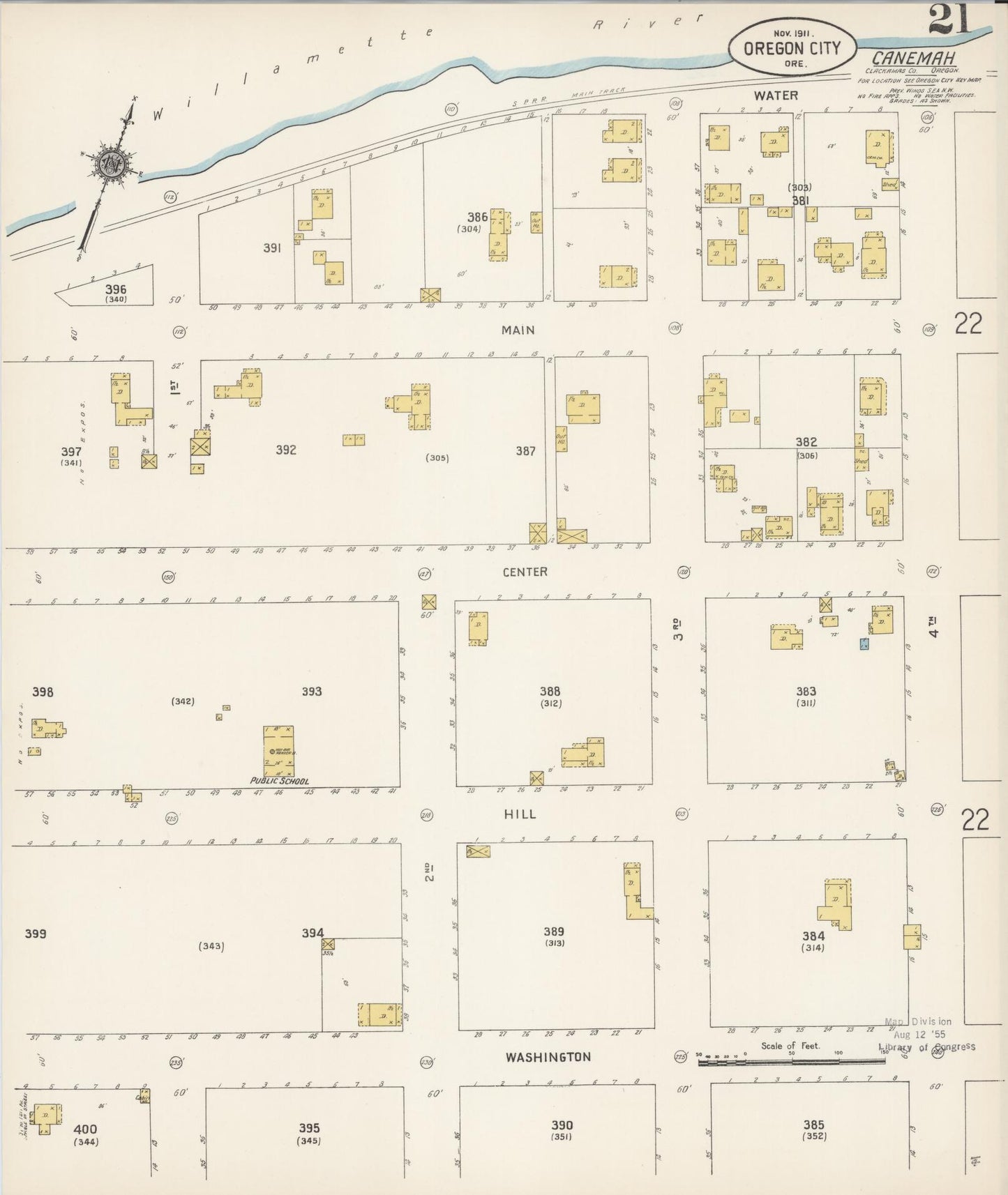 Sanborn Fire Insurance Map from Oregon City, Clackamas County, Oregon (1911), Sheet #0021 - Complete Map Set gallery image, historic Sanborn map, vintage wall art, Oregon Oregon