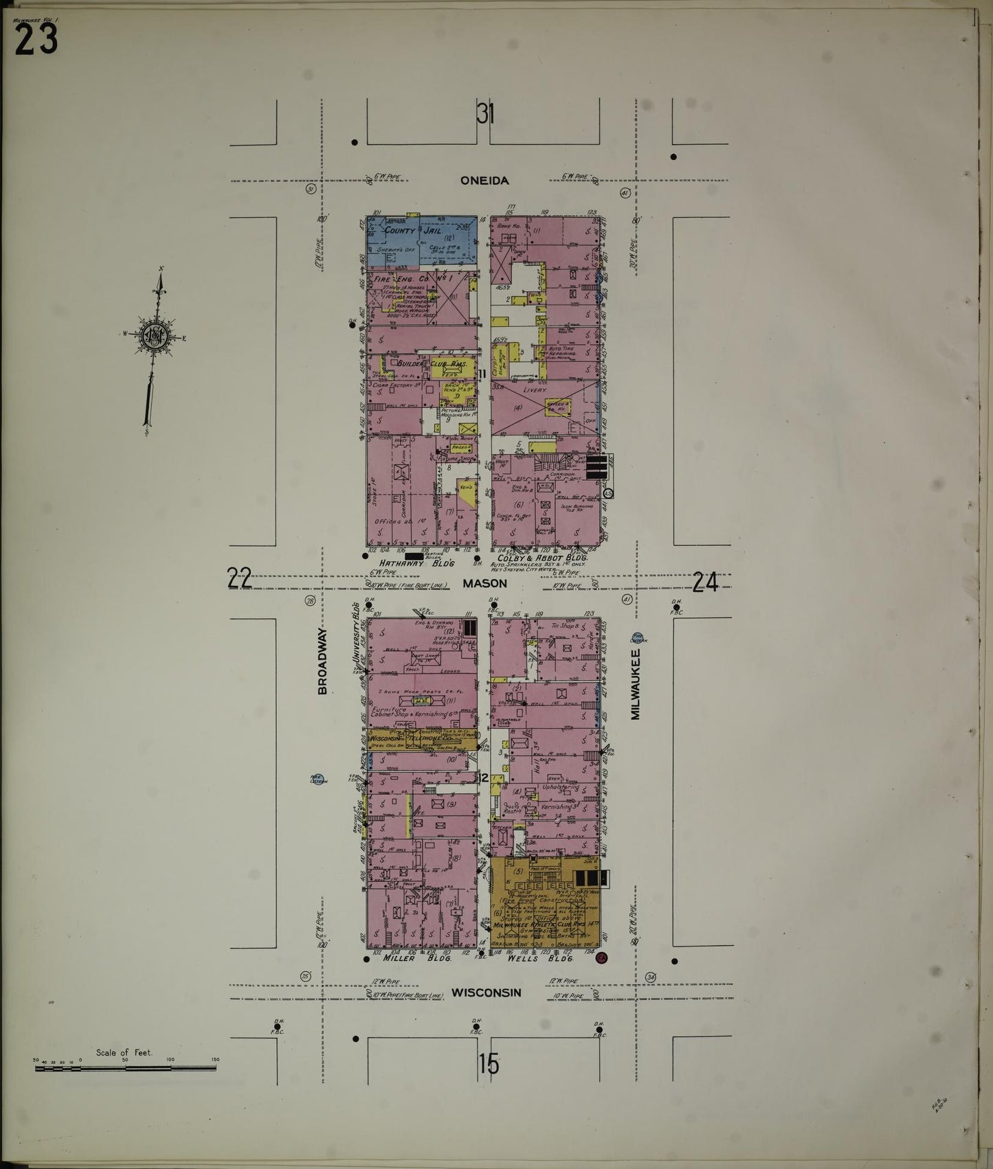 Sanborn Fire Insurance Map from Milwaukee, Milwaukee County, Wisconsin (1910), Sheet #0023 - Complete Map Set gallery image, historic Sanborn map, vintage wall art, Wisconsin Wisconsin