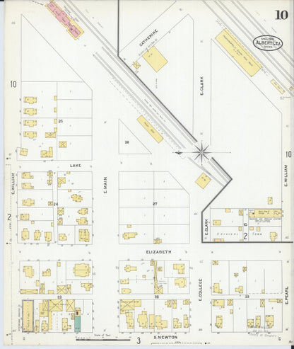 Sanborn Fire Insurance Map from Albert Lea, Freeborn County, Minnesota (1905), Sheet #0010 - Complete Map Set gallery image, historic Sanborn map, vintage wall art, Minnesota Minnesota