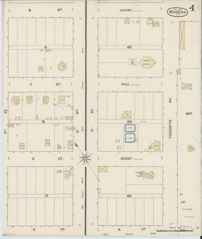 Sanborn Fire Insurance Map from Madera, Madera County, California (1888), Sheet #0004 - Complete Map Set gallery image, historic Sanborn map, vintage wall art, California California