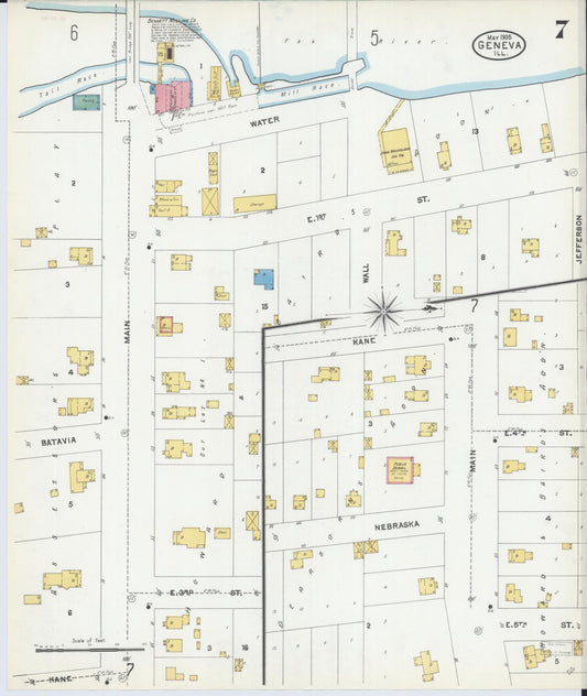 Sanborn Fire Insurance Map from Geneva, Kane County, Illinois (1905), Sheet #0007 - Historic Sanborn Fire Insurance Map Print, vintage old map wall art, antique decor, genealogy gift, Illinois Illinois map