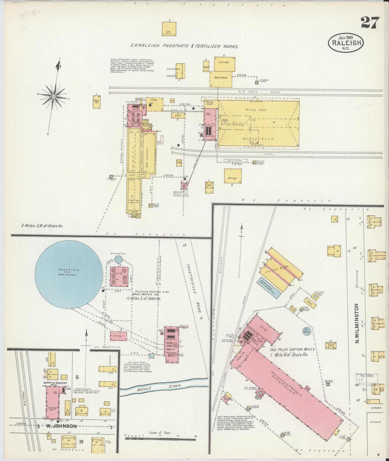 Sanborn Fire Insurance Map from Raleigh, Wake County, North Carolina (1903), Sheet #0027 - Complete Map Set gallery image, historic Sanborn map, vintage wall art, North Carolina North Carolina