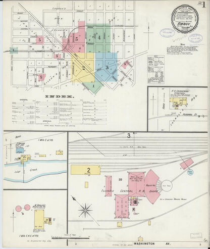 Sanborn Fire Insurance Map from Amboy, Lee County, Illinois (1897), Sheet #0001 - Complete Map Set gallery image, historic Sanborn map, vintage wall art, Illinois Illinois