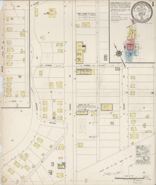 Sanborn Fire Insurance Map from Brea, Orange County, California (1920), Sheet #0001 - Complete Map Set gallery image, historic Sanborn map, vintage wall art, California California