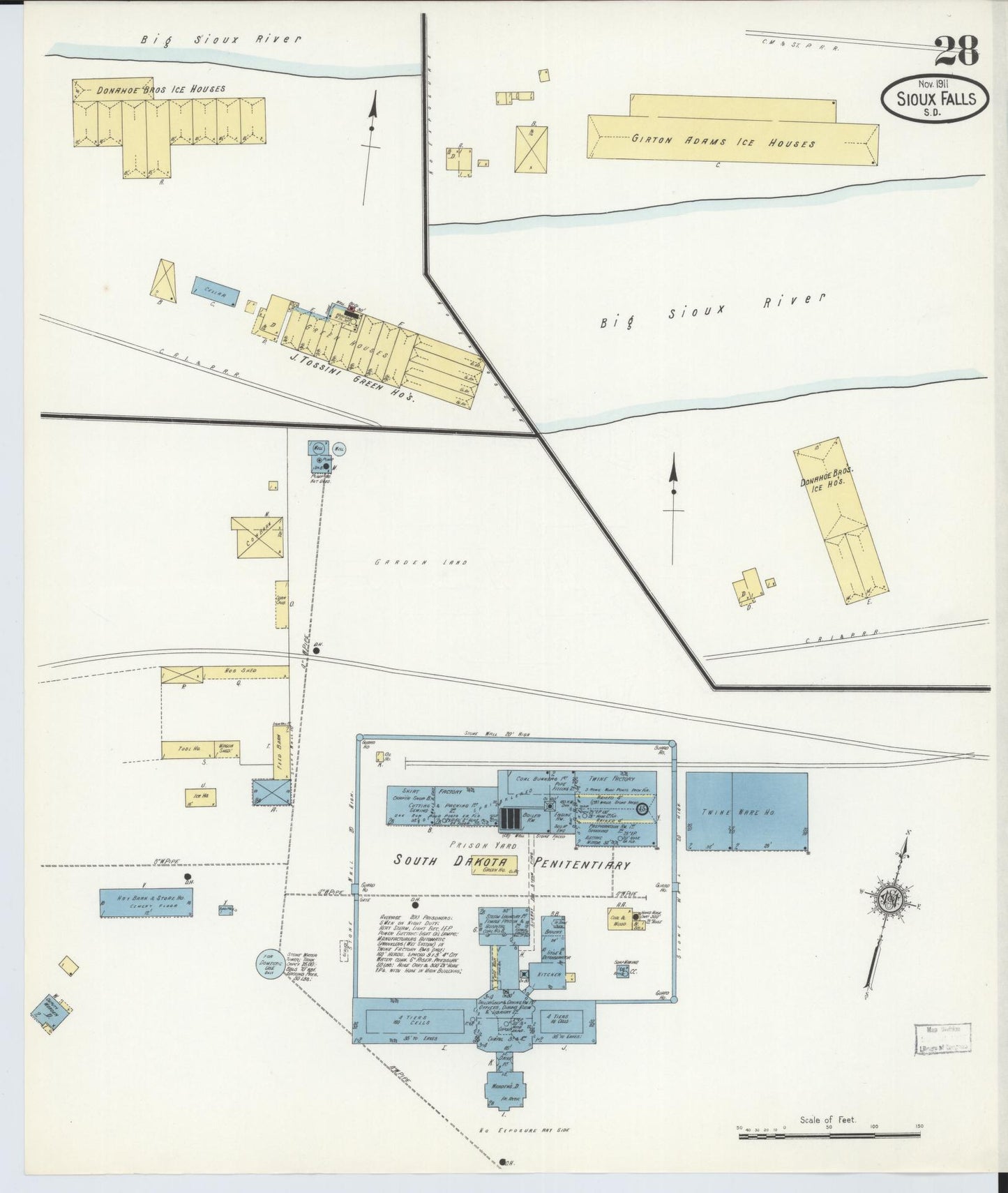Sanborn Fire Insurance Map from Sioux Falls, Minnehaha County, South Dakota (1911), Sheet #0028 - Complete Map Set gallery image, historic Sanborn map, vintage wall art, South Dakota South Dakota