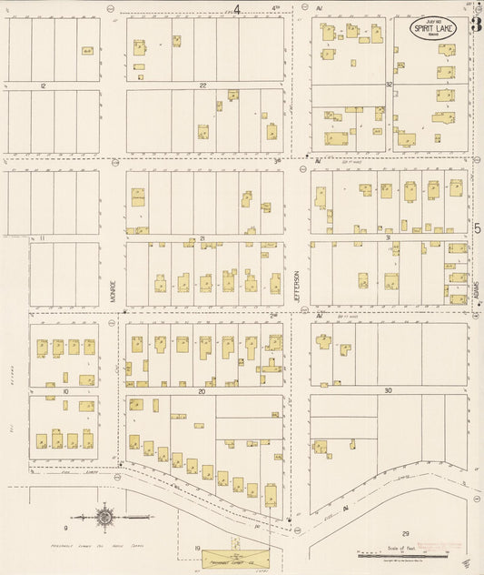 Sanborn Fire Insurance Map from Spirit Lake, Kootenai County, Idaho (1921), Sheet #0003 - Historic Sanborn Fire Insurance Map Print, vintage old map wall art, antique decor, genealogy gift, Idaho Idaho map