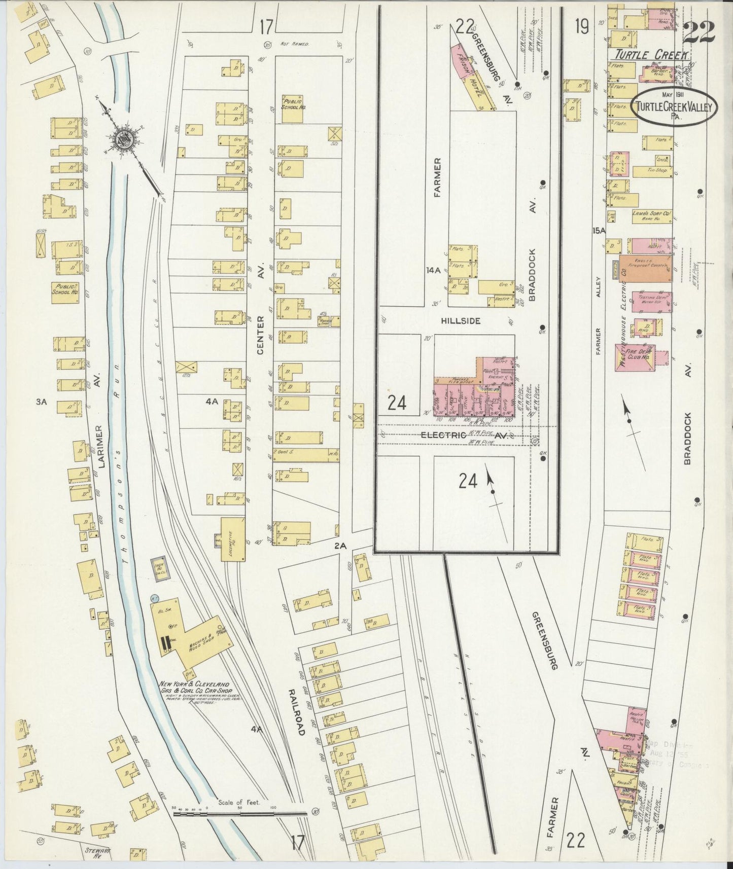 Sanborn Fire Insurance Map from Turtle Creek Valley, Allegheny County, Pennsylvania (1911), Sheet #0022 - Historic Sanborn Fire Insurance Map Print, vintage old map wall art, antique decor, genealogy gift, Pennsylvania Pennsylvania map