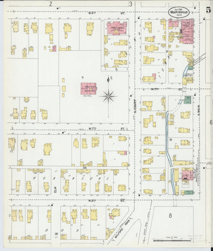 Sanborn Fire Insurance Map from Marysville, Union County, Ohio (1901), Sheet #0005 - Historic Sanborn Fire Insurance Map Print, vintage old map wall art, antique decor, genealogy gift, Ohio Ohio map