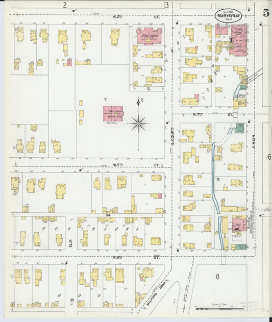 Sanborn Fire Insurance Map from Marysville, Union County, Ohio (1901), Sheet #0005 - Historic Sanborn Fire Insurance Map Print, vintage old map wall art, antique decor, genealogy gift, Ohio Ohio map