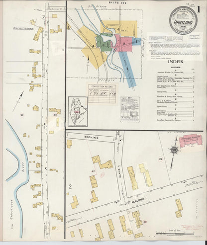 Sanborn Fire Insurance Map from Hartland, Somerset County, Maine (1945), Sheet #0001 - Complete Map Set gallery image, historic Sanborn map, vintage wall art, Maine Maine