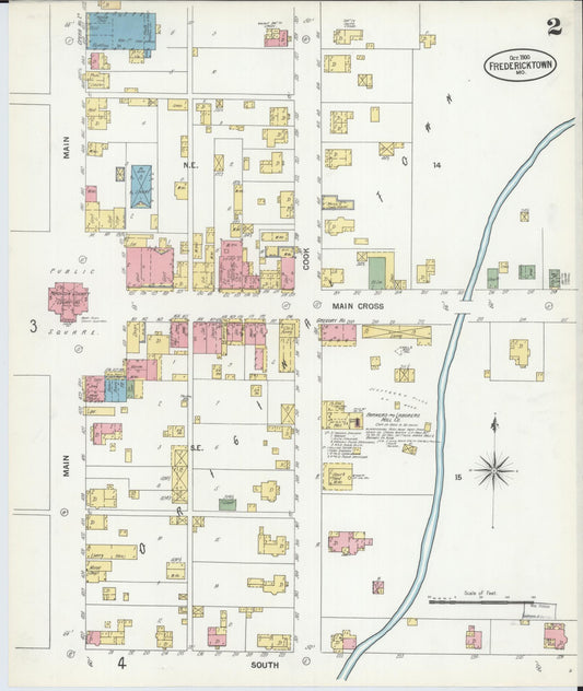 Sanborn Fire Insurance Map from Fredericktown, Madison County, Missouri (1900), Sheet #0002 - Historic Sanborn Fire Insurance Map Print, vintage old map wall art, antique decor, genealogy gift, Missouri Missouri map