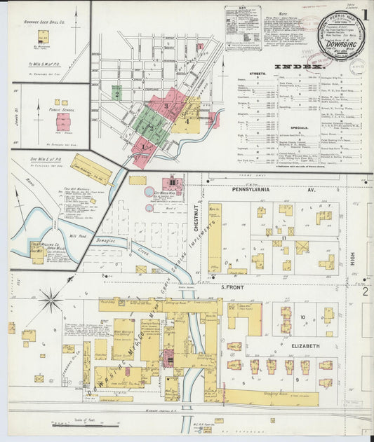 Sanborn Fire Insurance Map from Dowagiac, Cass County, Michigan (1899), Sheet #0001 - Historic Sanborn Fire Insurance Map Print, vintage old map wall art, antique decor, genealogy gift, Michigan Michigan map