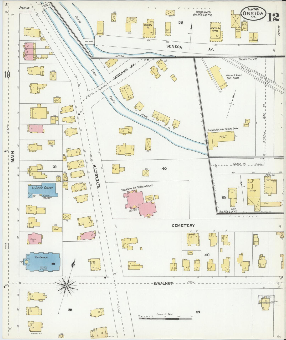 Sanborn Fire Insurance Map from Oneida, Madison County, New York (1904), Sheet #0011 - Complete Map Set gallery image, historic Sanborn map, vintage wall art, New York New York