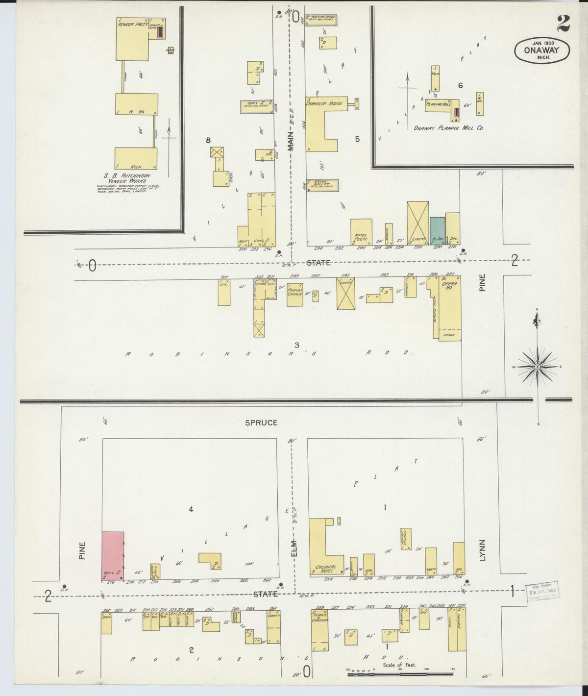 Sanborn Fire Insurance Map from Onaway, Presque Isle County, Michigan (1903), Sheet #0002 - Historic Sanborn Fire Insurance Map Print, vintage old map wall art, antique decor, genealogy gift, Michigan Michigan map