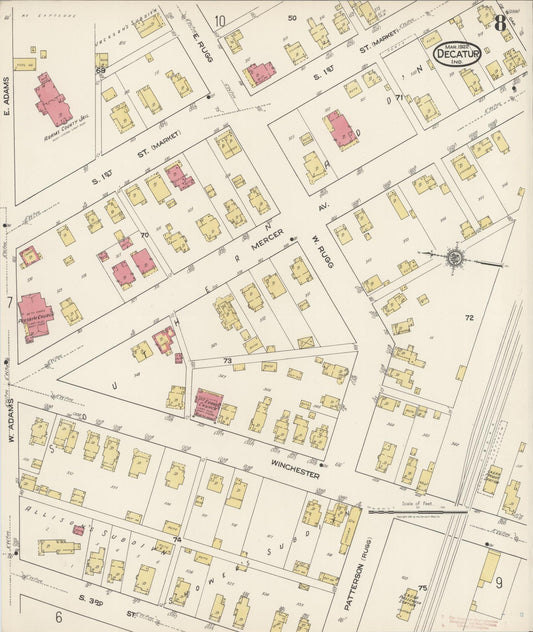 Sanborn Fire Insurance Map from Decatur, Adams County, Indiana (1922), Sheet #0008 - Historic Sanborn Fire Insurance Map Print, vintage old map wall art, antique decor, genealogy gift, Indiana Indiana map