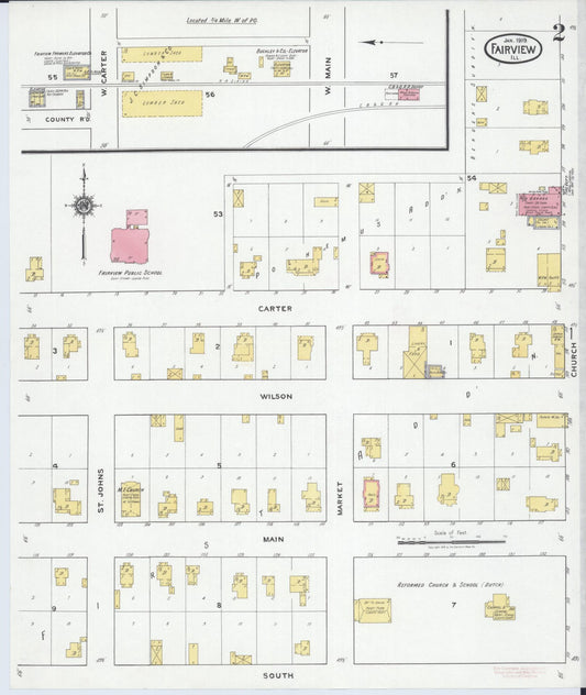 Sanborn Fire Insurance Map from Fairview, Fulton County, Illinois (1919), Sheet #0002 - Historic Sanborn Fire Insurance Map Print, vintage old map wall art, antique decor, genealogy gift, Illinois Illinois map