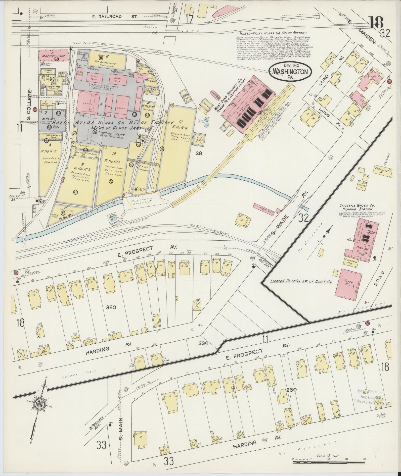 Sanborn Fire Insurance Map from Washington, Washington County, Pennsylvania (1914), Sheet #0018 - Historic Sanborn Fire Insurance Map Print, vintage old map wall art, antique decor, genealogy gift, Pennsylvania Pennsylvania map